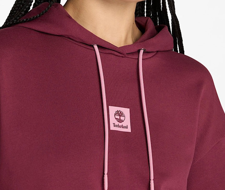 TIMBERLAND FELPA DONNA CON CAPPUCCIO STACK LOGO LOOP BACK HOODIE BURGUNDY