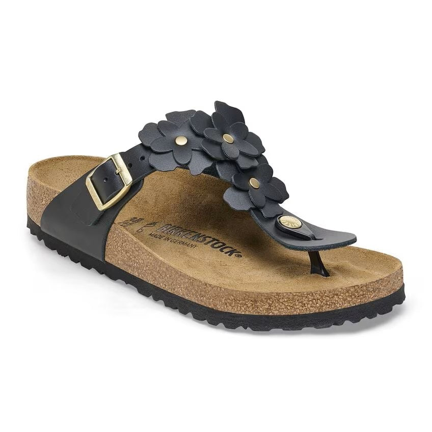 BIRKENSTOCK GIZEH Flower Embellishment BLACK