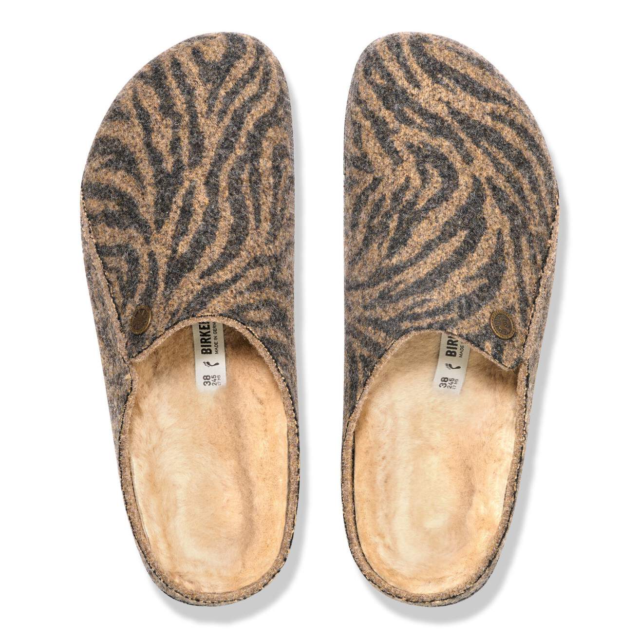 BIRKENSTOCK ZERMATT ZEBRA TOFFEE MELANGE SHEARLING