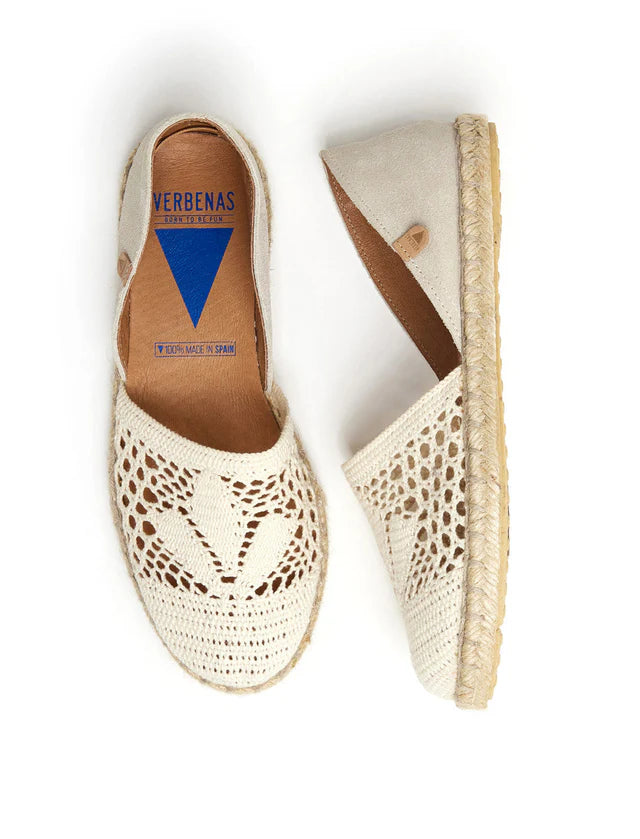 VERBENAS ESPADRILLAS CARMEN CROCHET LINO PARIS CRUDO CRUDO