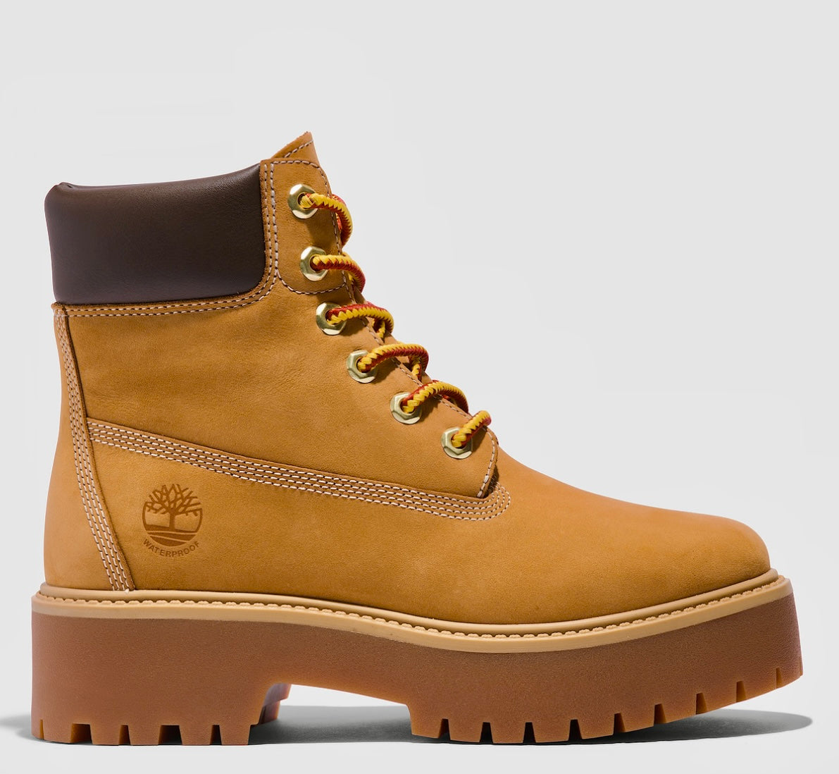 TIMBERLAND STONE STREET 6 INCH LACE UP PLATFORM WATERPROOF BOOT WHEAT GIALLONE