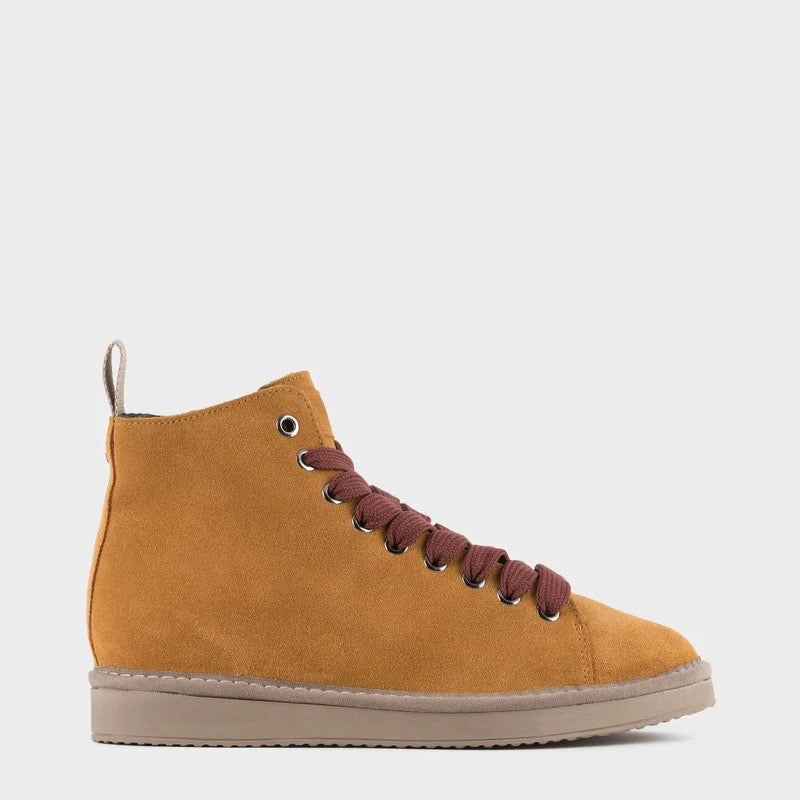 PANCHIC POLACCHINO P01 IN SUEDE FODERATOIN FAUX FUR CURRY BROWN COGNAC