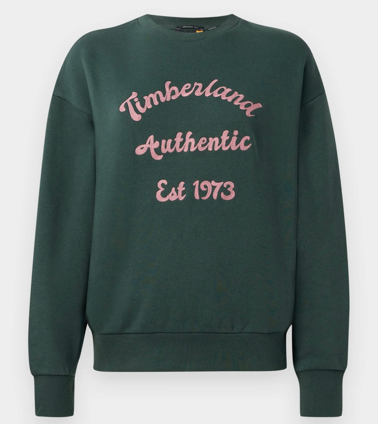 TIMBERLAND FELPA DONNA GIRO COLLO BRUSHED BACK CHEST GRAPHIC CREW SWEATSHI GREEN GABLES