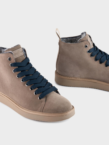 PANCHIC POLACCHINO P01 IN SUEDE FODERATOIN FAUX FUR WALNUT COBALT