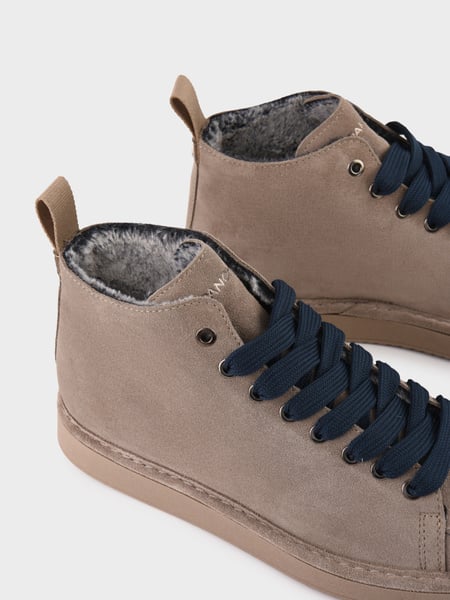 PANCHIC P01 ANKLE BOOT SUEDE FAUX FUR LINING WALNUT-COBALT