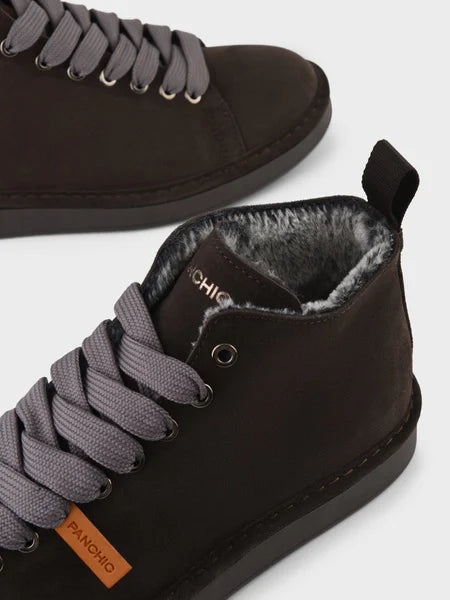 PANCHIC P01 ANKLE BOOT SUEDE FAUX FUR LINING EBONY-GREY