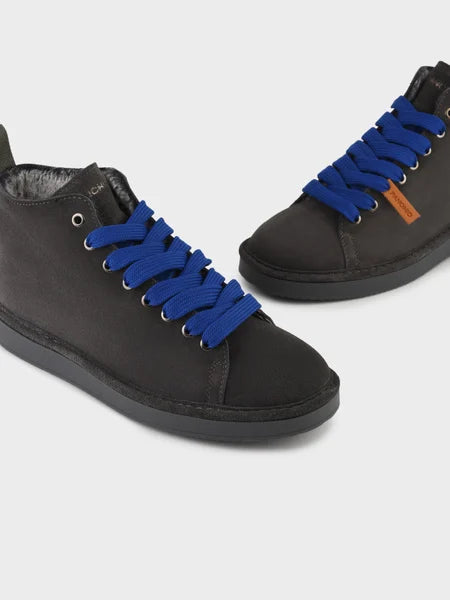 PANCHIC P01 ANKLE BOOT SUEDE FAUX FUR LINING ANTRACITE-ULTRAMARINE