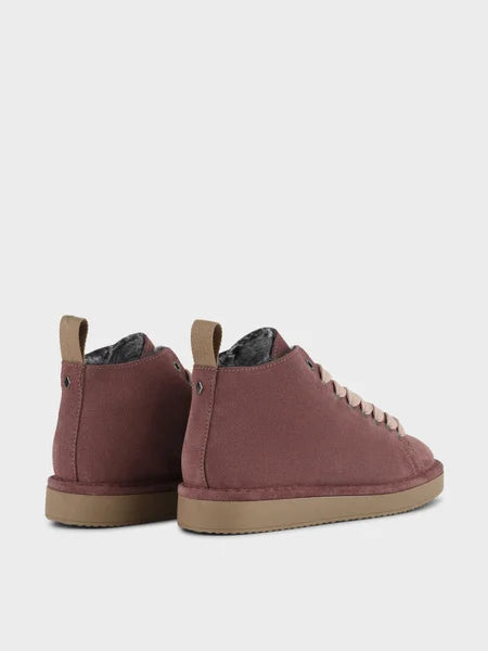 PANCHIC P01 ANKLE BOOT SUEDE FAUX FUR BROWNROSE - POWDER