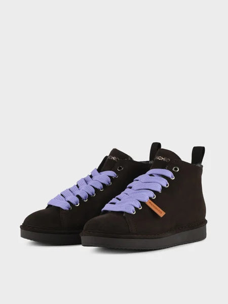 PANCHIC P01 ANKLE BOOT SUEDE FAUX FUR EBONY - URBAN VIOLET
