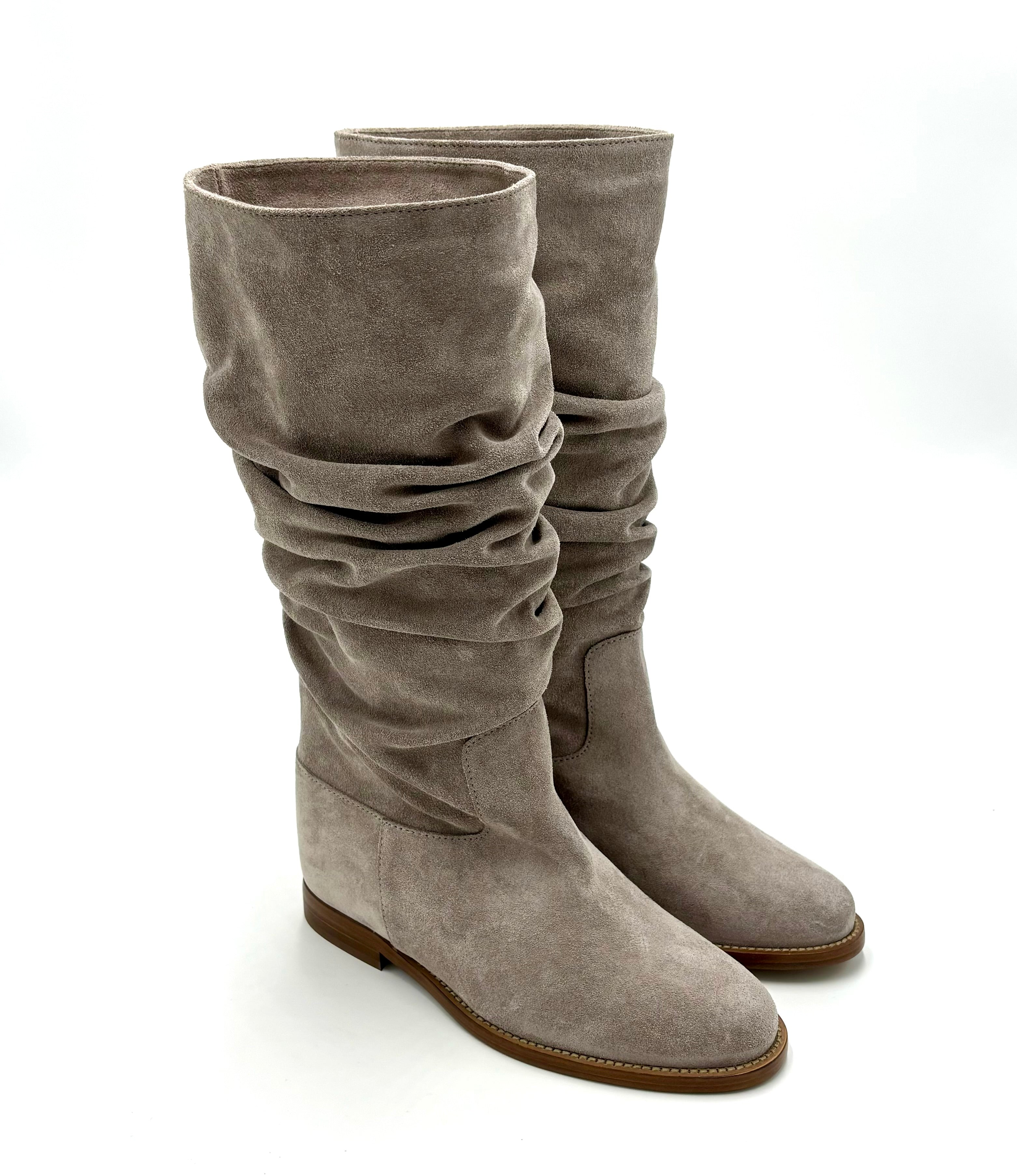 VIA ROMA 15 STIVALE MEZZA GAMBA 4159 VELOUR CAMOSCIO COCCO TAUPE