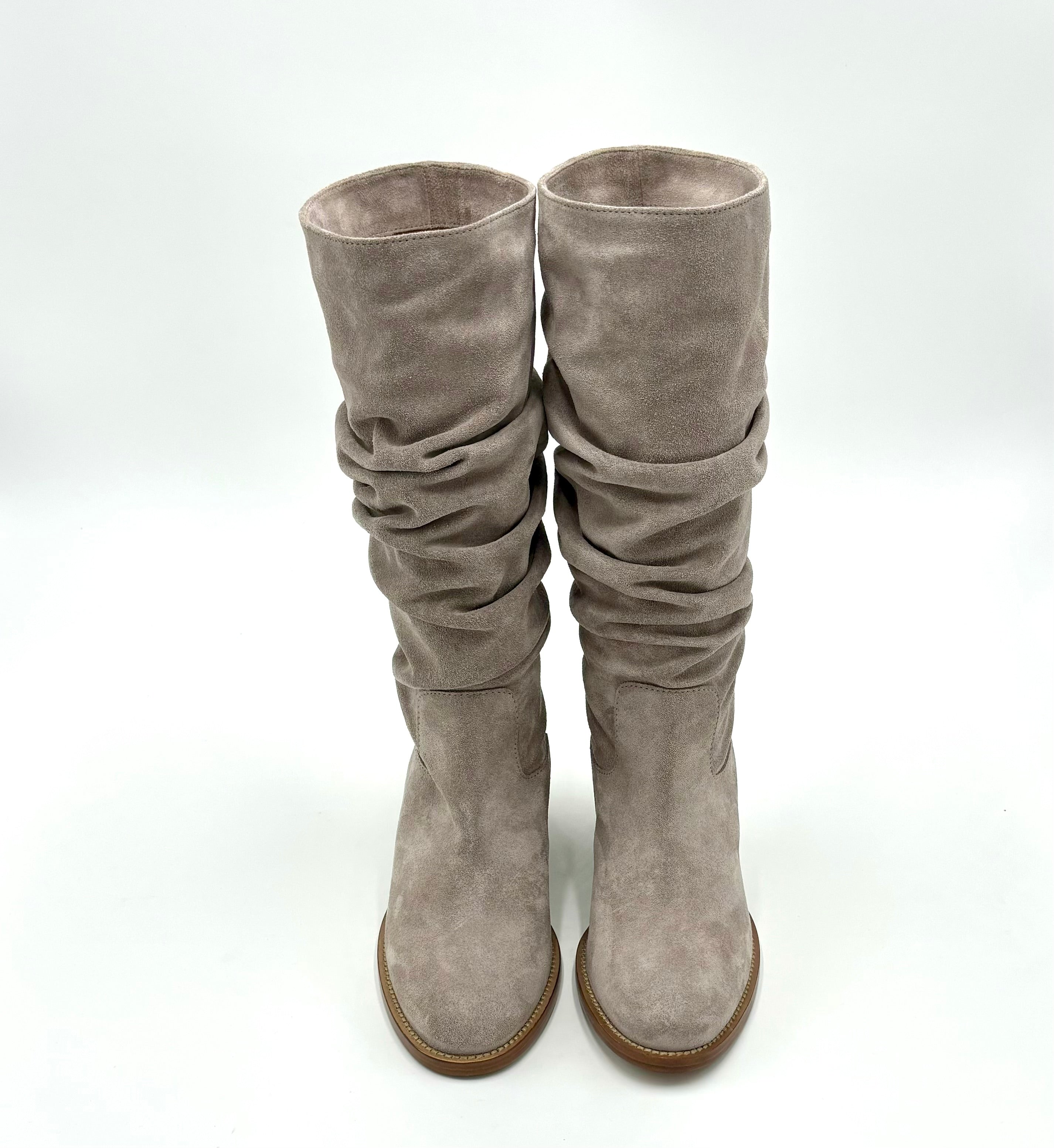 VIA ROMA 15 STIVALE MEZZA GAMBA 4159 VELOUR CAMOSCIO COCCO TAUPE