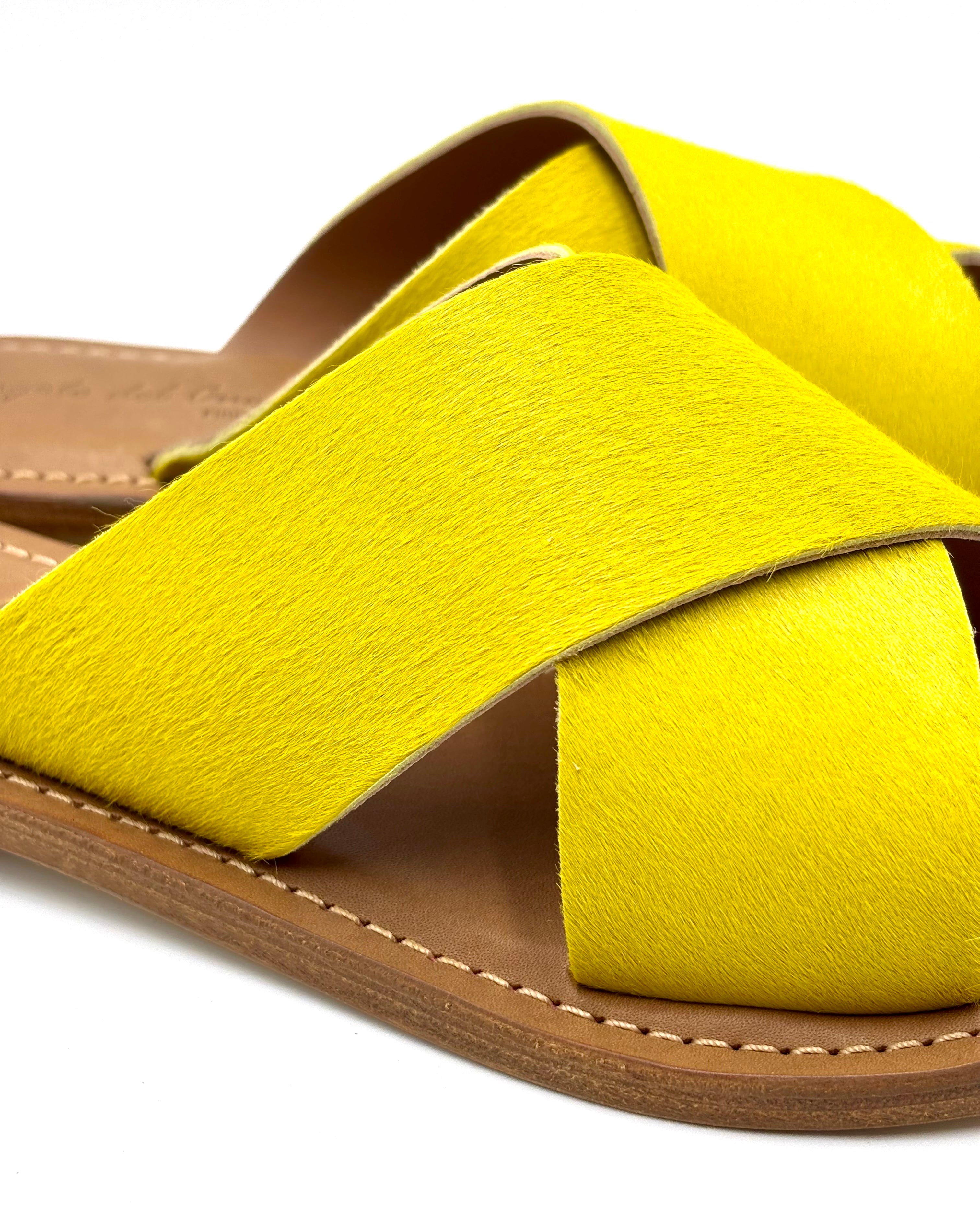 CIABATTA ARTIGIANALE DOPPIA FASCIA INCROCIATA 1017 CAVALLINO GIALLO