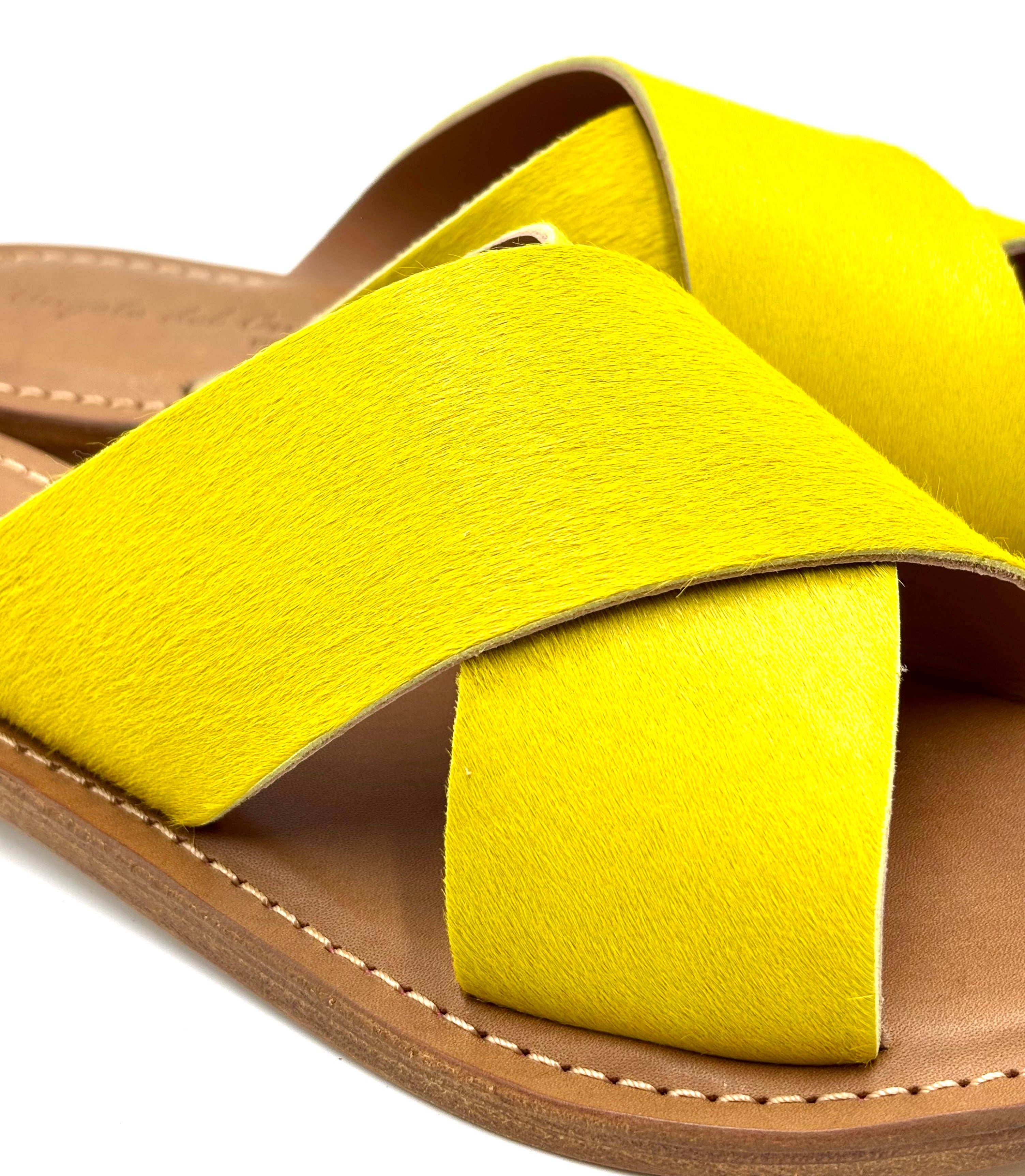 CIABATTA ARTIGIANALE DOPPIA FASCIA INCROCIATA 1017 CAVALLINO GIALLO