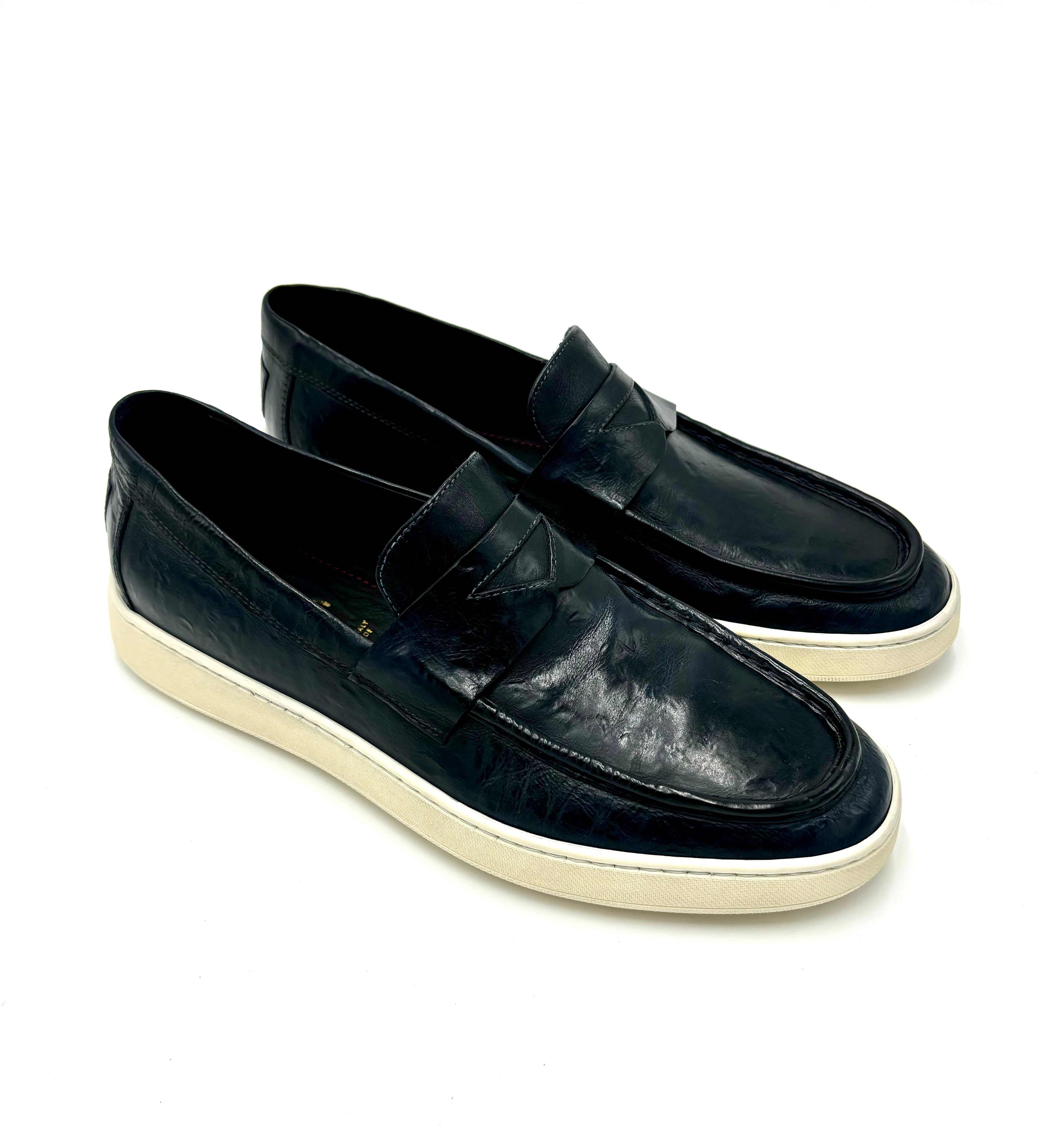 MOCASSINO ARTIGIANALE CORVARI 1460 TODI BLU