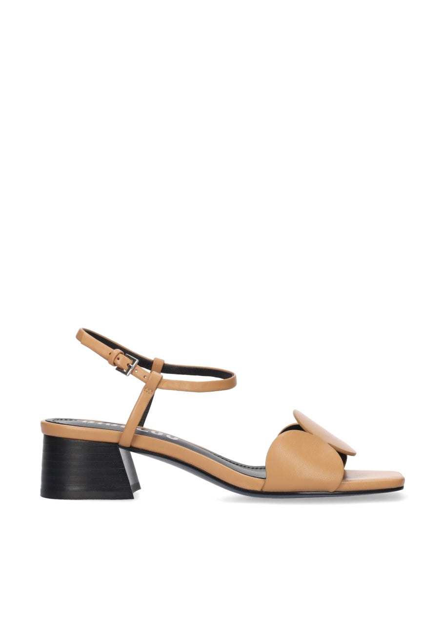 BIBILOU SANDALO TACCO 40 IN PELLE CON FASCETTA CAMEL 623Z10VK