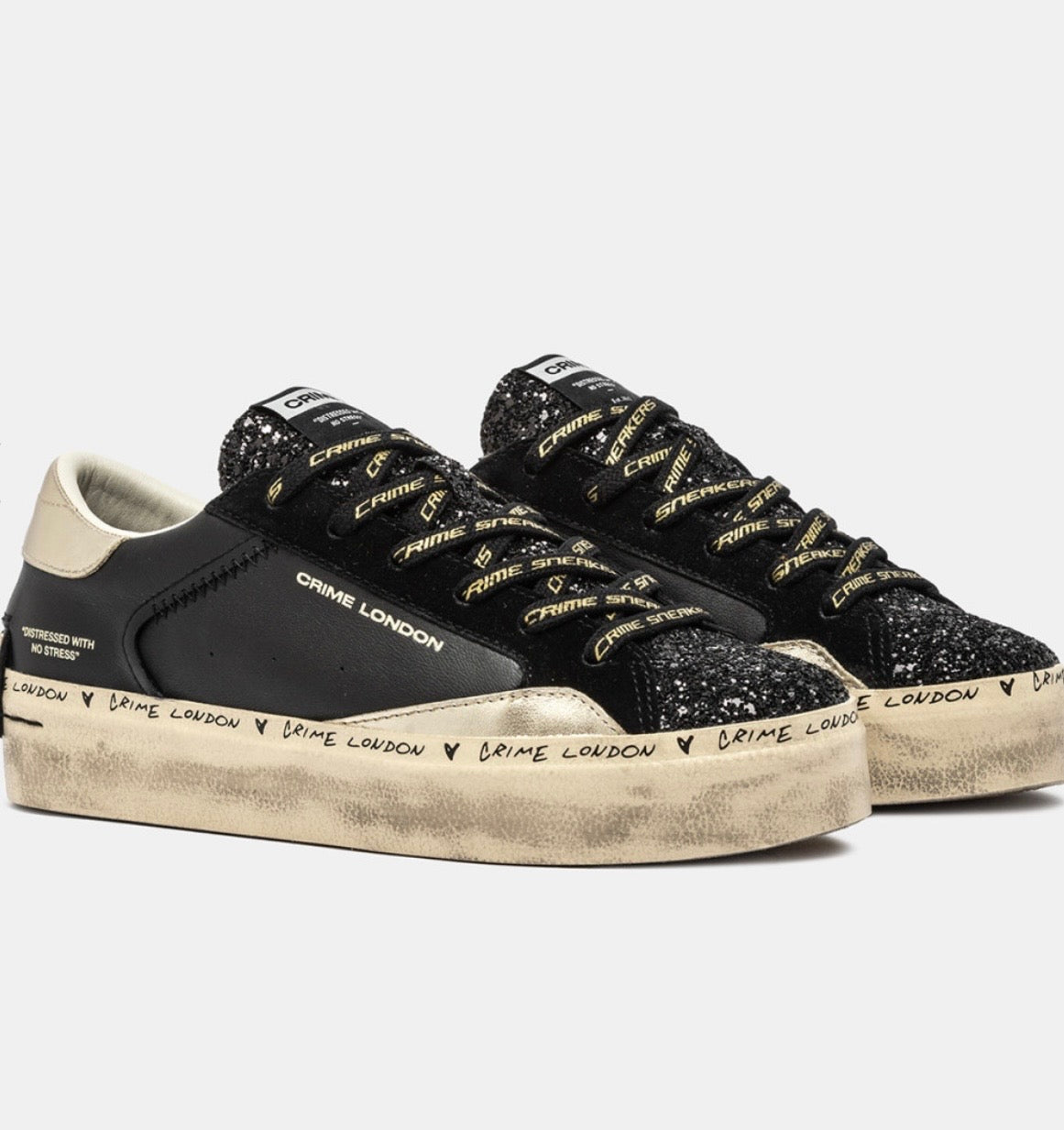 CRIME LONDON SNEAKER DISTRESSED PLATFORM BLACK DUSK 25074AA8