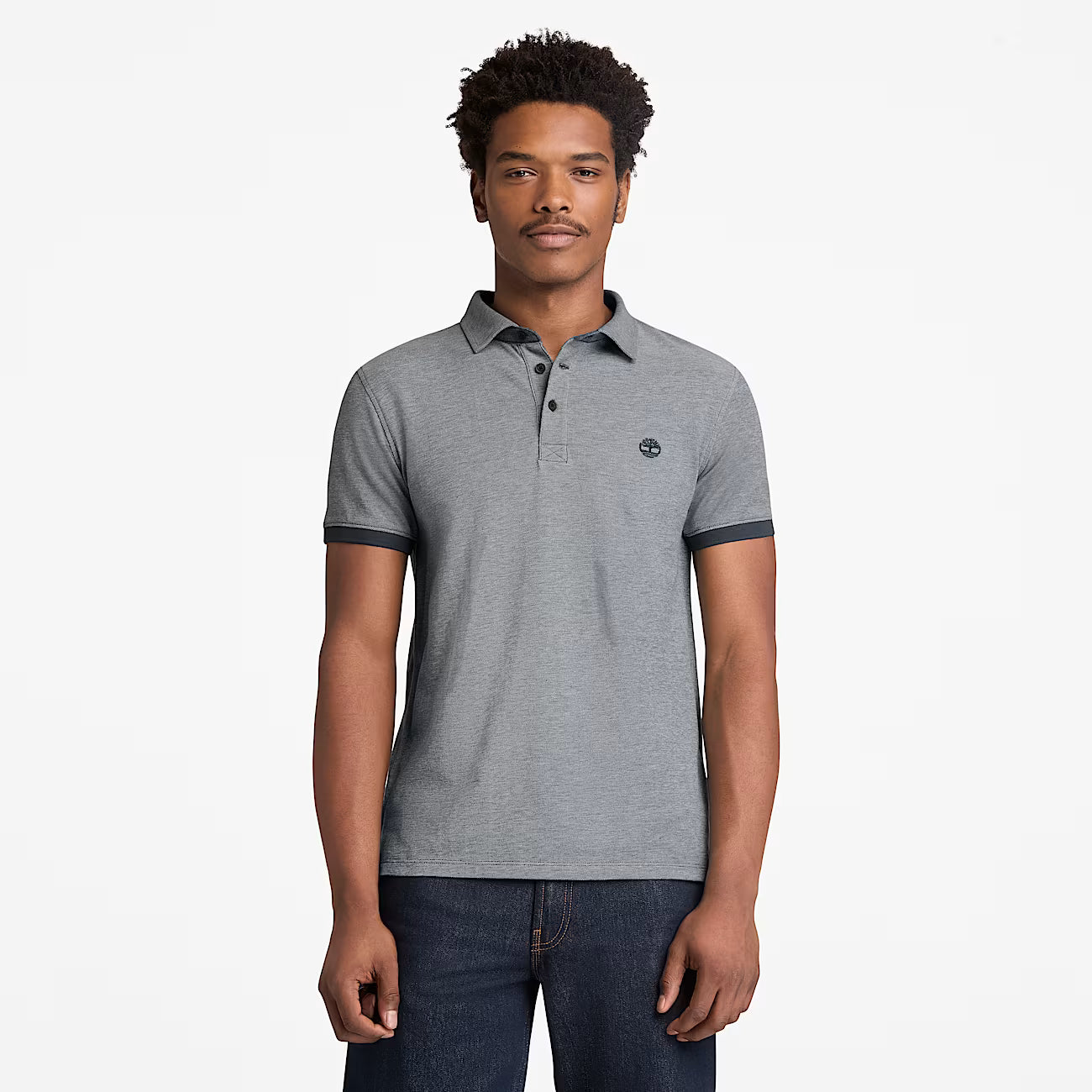 TIMBERLAND POLO MANICA CORTA OXFORD BLU