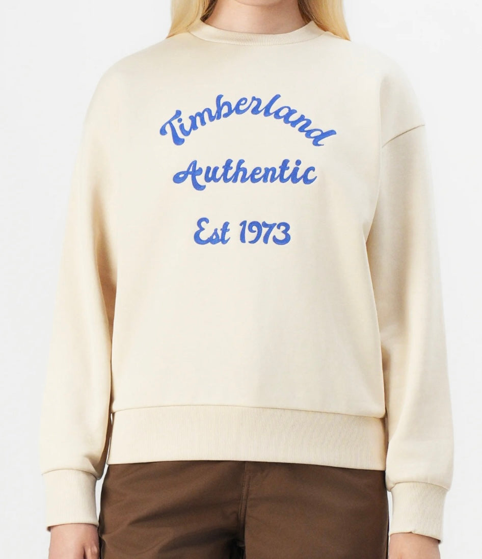 TIMBERLAND FELPA DONNA GIRO COLLO BRUSHED BACK CHEST GRAPHIC CREW SWEATSHI ANGORA