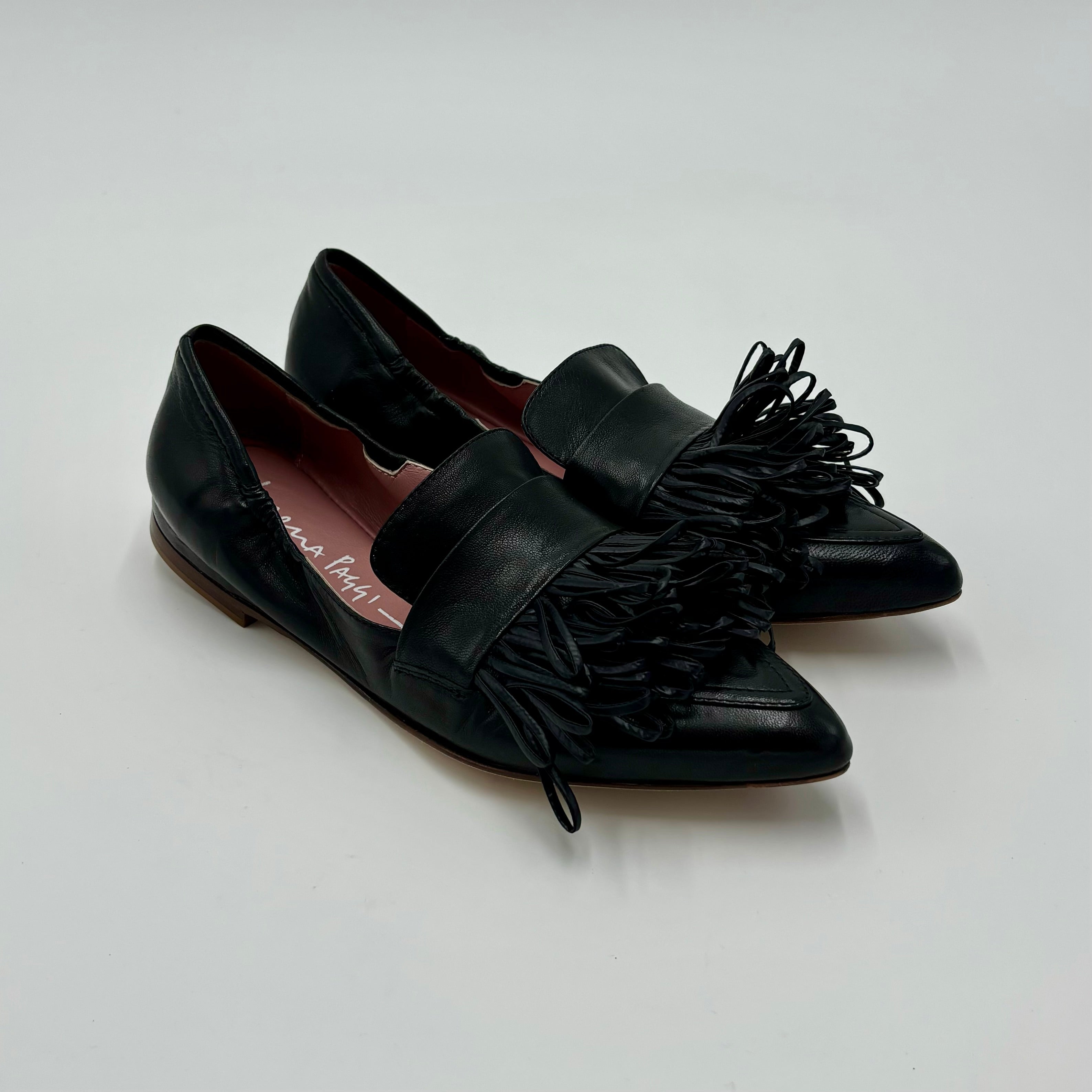 LORENA PAGGI 41202 MOCASSINO BALLERINA FRANGIA GLOVE NERO