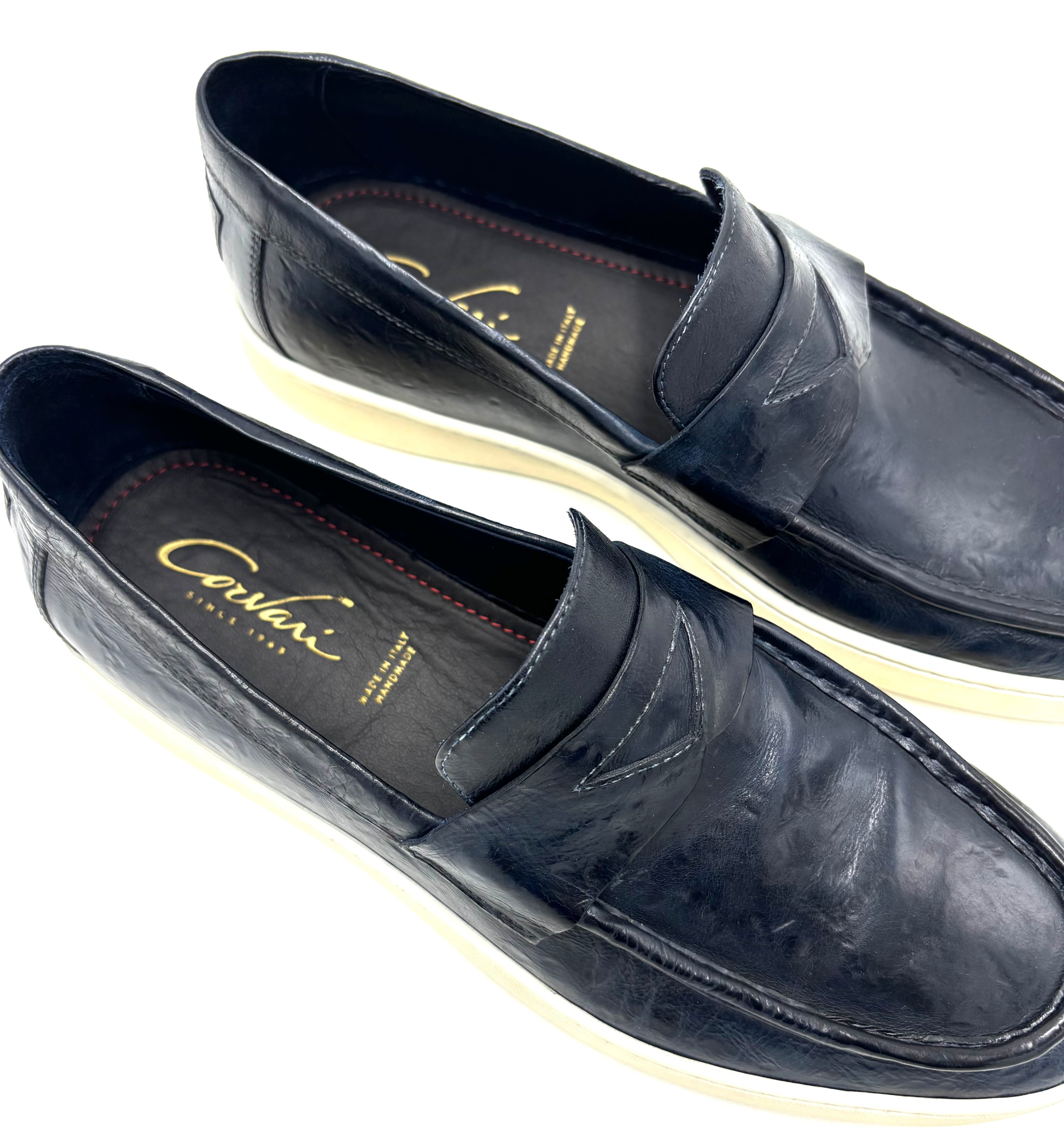 MOCASSINO ARTIGIANALE CORVARI 1460 TODI BLU