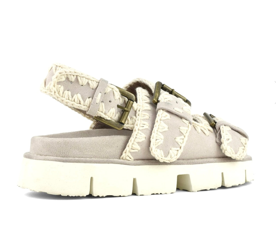 MOU SANDALO BIO TWO BUCKLES BACK STRAP BEIGE GHIACCIO