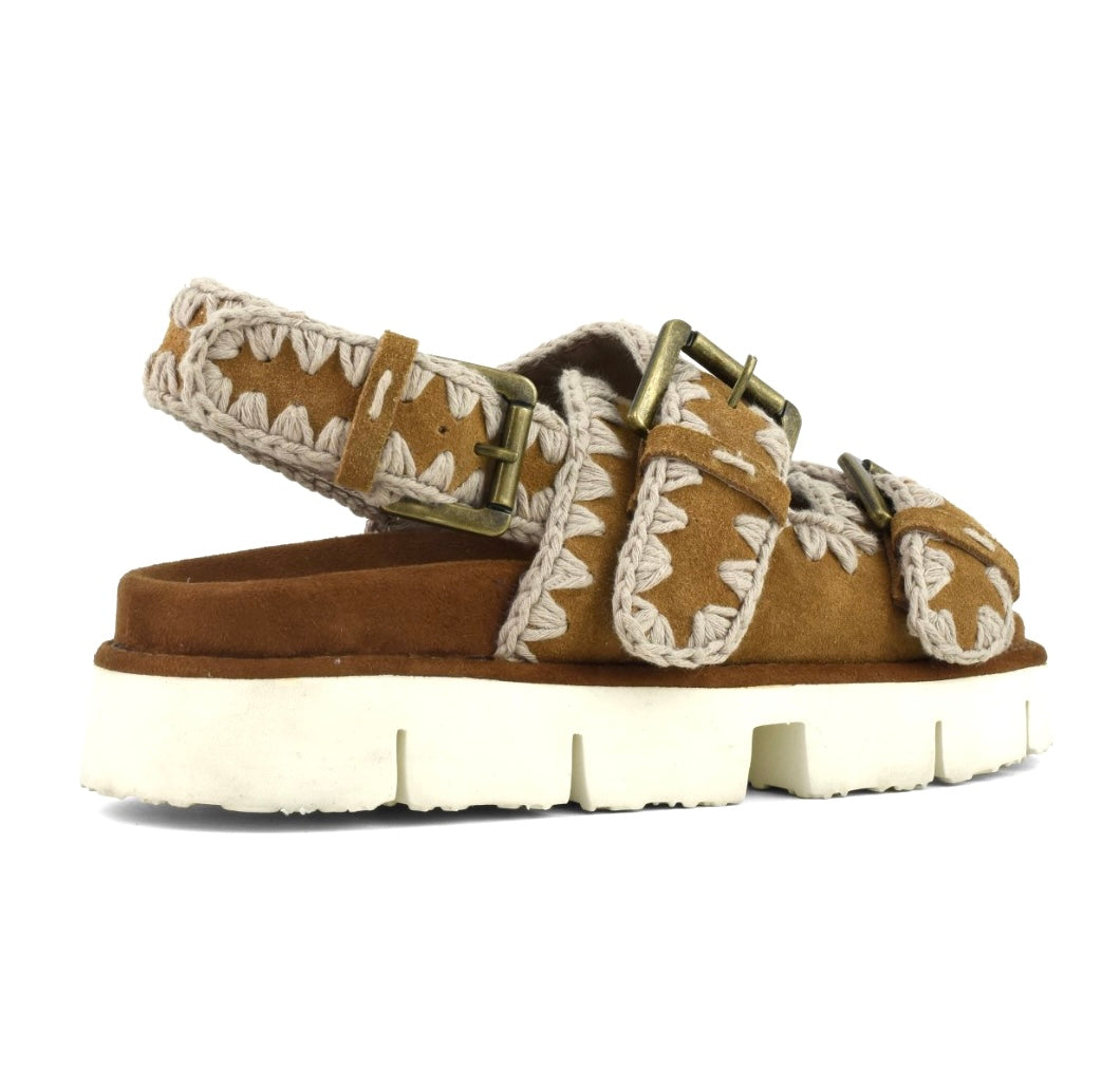 MOU SANDALO BIO TWO BUCKLES BACK STRAP COGNAC