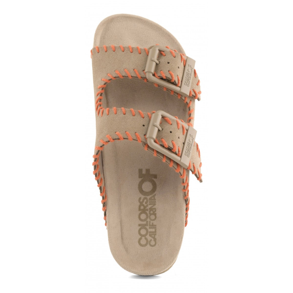 COLORS OF CALIFORNIA SLOFI Sandalo in pelle scamosciata e stitching MUD
