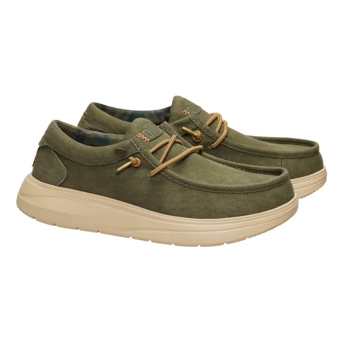 DUDE WALLY COMF WORN TWILL BURNT OLIVE BOULDER TAN