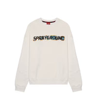 SPRAYGROUND FELPA GIRO COLLO OXIDIZED SHARK CREWNECK IVO BIANCO PANNA