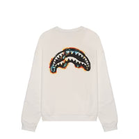 SPRAYGROUND FELPA GIRO COLLO OXIDIZED SHARK CREWNECK IVO BIANCO PANNA