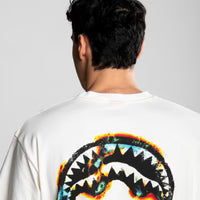 SPRAYGROUND FELPA GIRO COLLO OXIDIZED SHARK CREWNECK IVO BIANCO PANNA