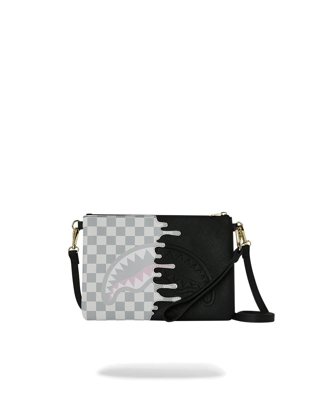 Sprayground CREAM CHECK UNFINISHED SHARK CROSSBODY POUCHETTE