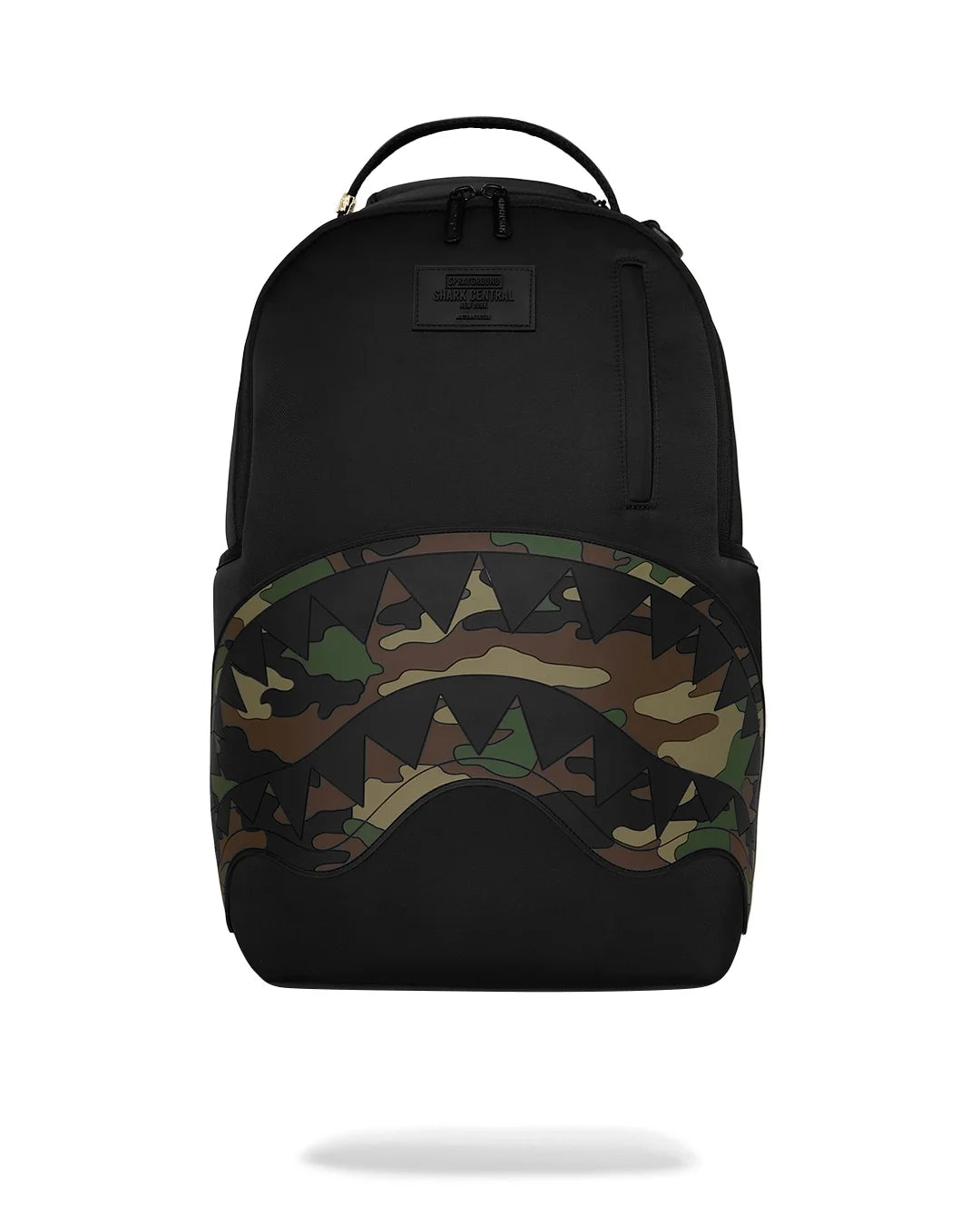 Sprayground ZAINO SHARK CENTRAL BLACK NYLON CAMO EMBOSSED SHARK BACKPACK