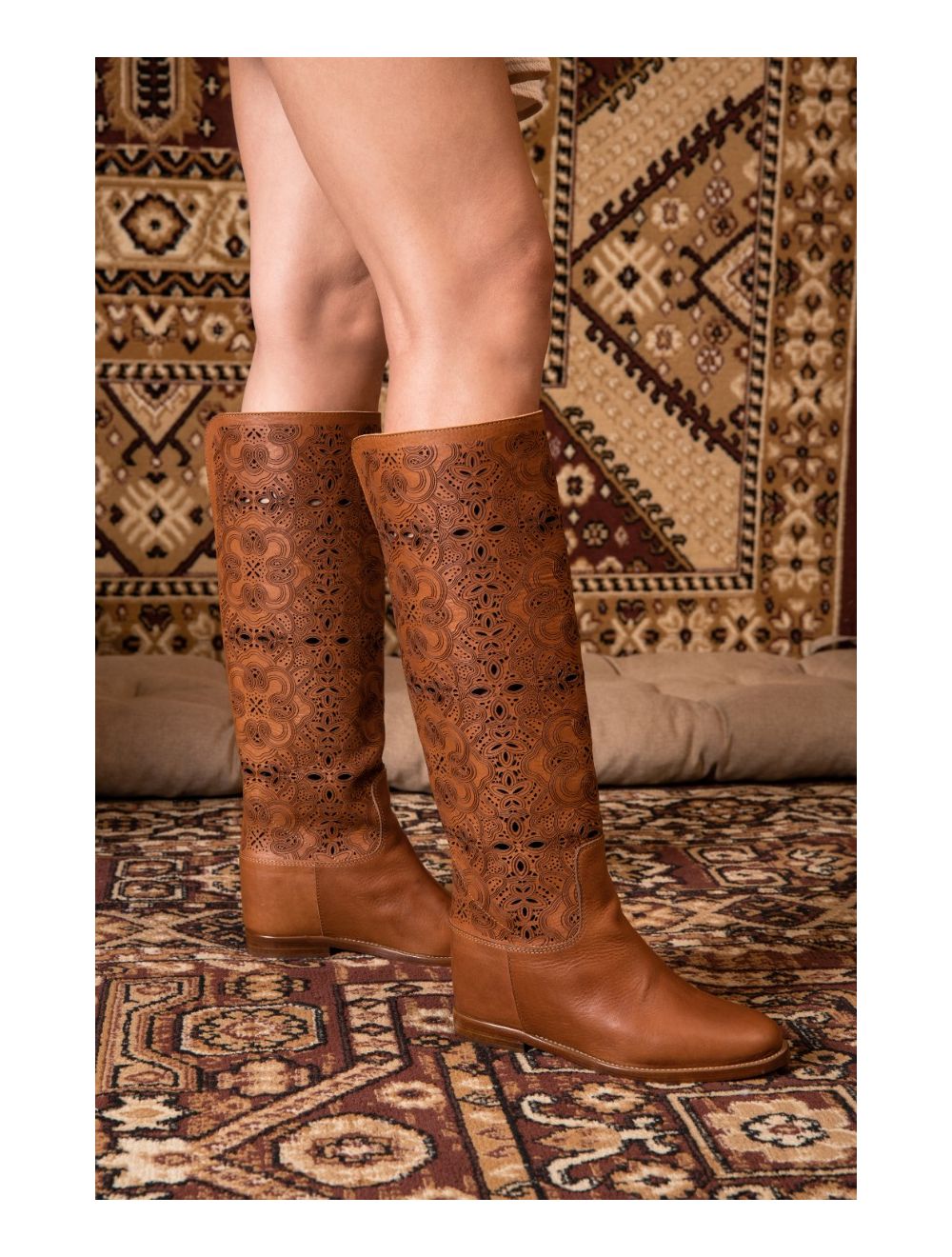 VIA ROMA 15 STIVALE 4147 LASERATO TEXAS PELLE CARAMELLO