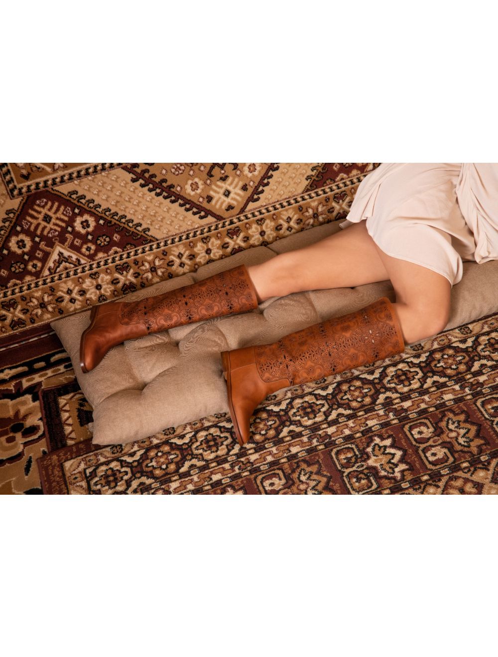 VIA ROMA 15 STIVALE 4147 LASERATO TEXAS PELLE CARAMELLO