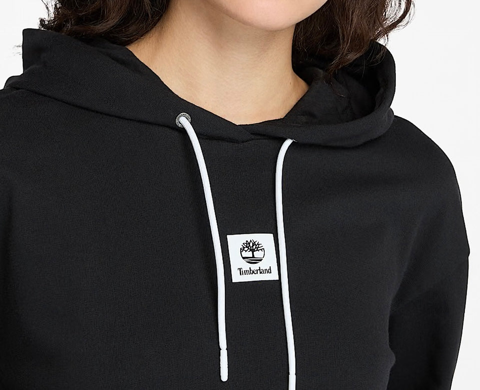 TIMBERLAND FELPA DONNA CON CAPPUCCIO STACK LOGO LOOP BACK HOODIE BLACK