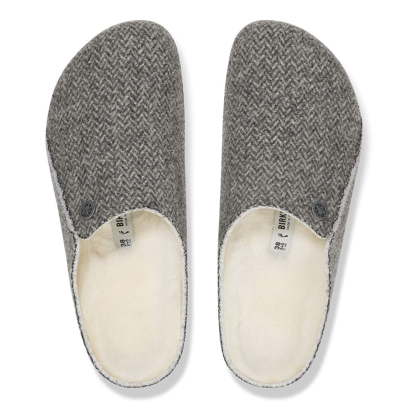 BIRKENSTOCK ZERMATT HERRINGBONE GRAY SHEARLING