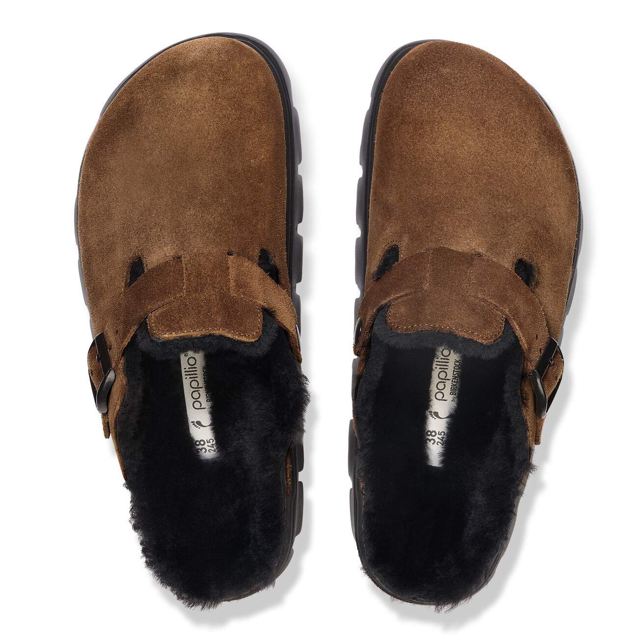 BIRKENSTOCK BOSTON PAP CHUNKY SHEARLING DARK TEA