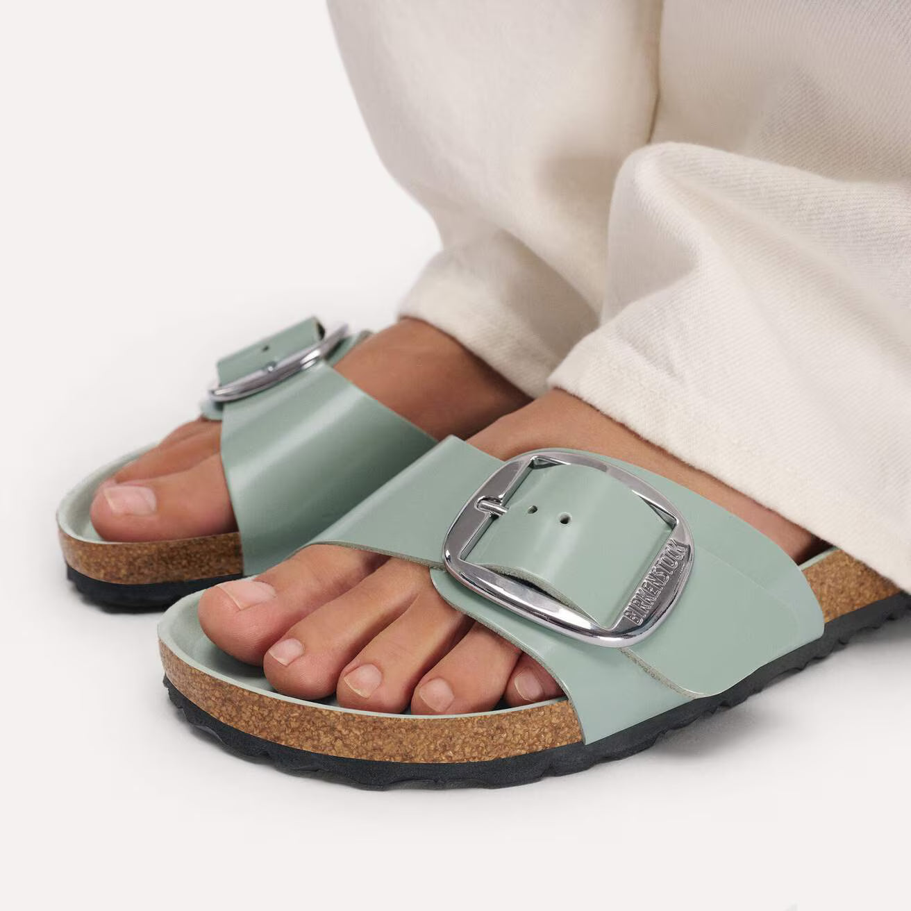 BIRKENSTOCK MADRID BIG BUCKLE HEX SHINE PURE SAGE