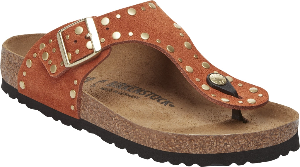 BIRKENSTOCK GIZEH RIVET DARK RUST SUEDE LEATHER