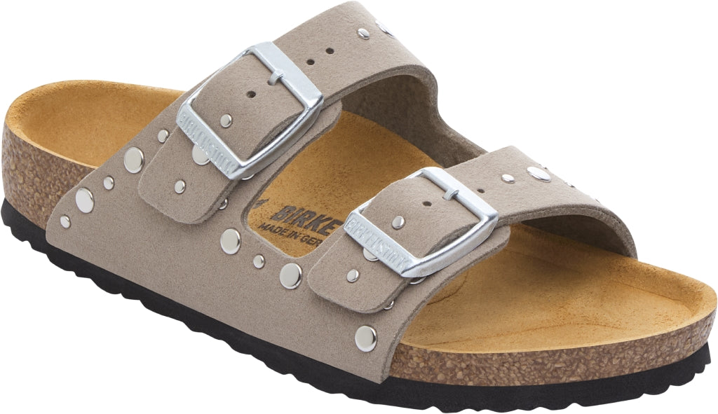 BIRKENSTOCK ARIZONA KIDS RIVET BORDER SOFT BIRKI GRAY TAUPE