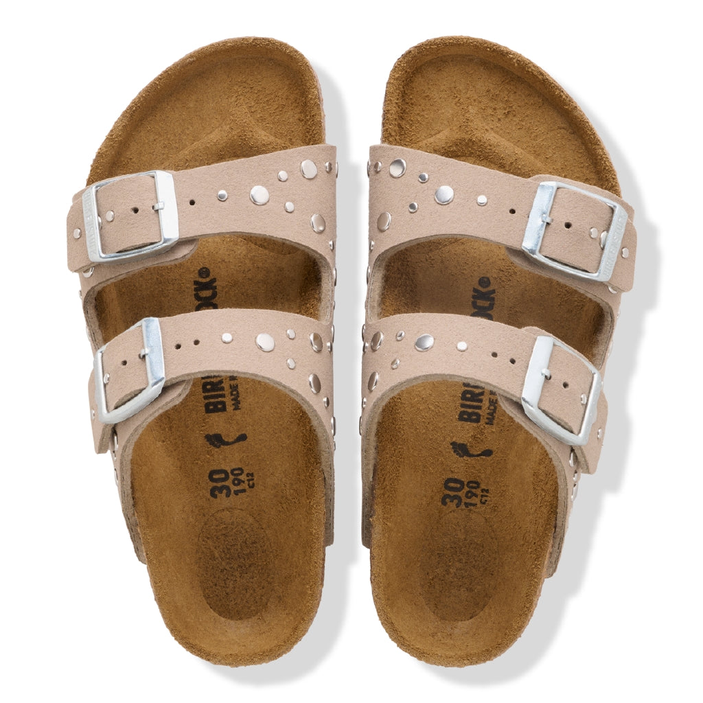 BIRKENSTOCK ARIZONA KIDS RIVET BORDER SOFT BIRKI GRAY TAUPE