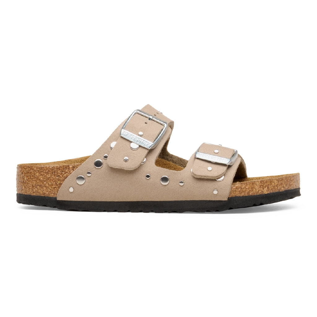 BIRKENSTOCK ARIZONA KIDS RIVET BORDER SOFT BIRKI GRAY TAUPE