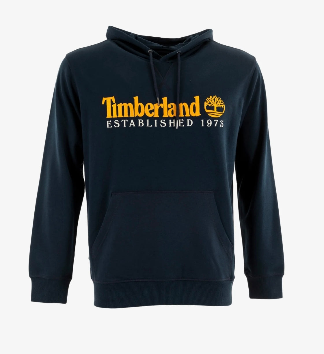 TIMBERLAND FELPA CAPPUCCIO Established 1973 EMBROIDERED LOGO LOOPBACK HOODIE DARK SAPPHIRE