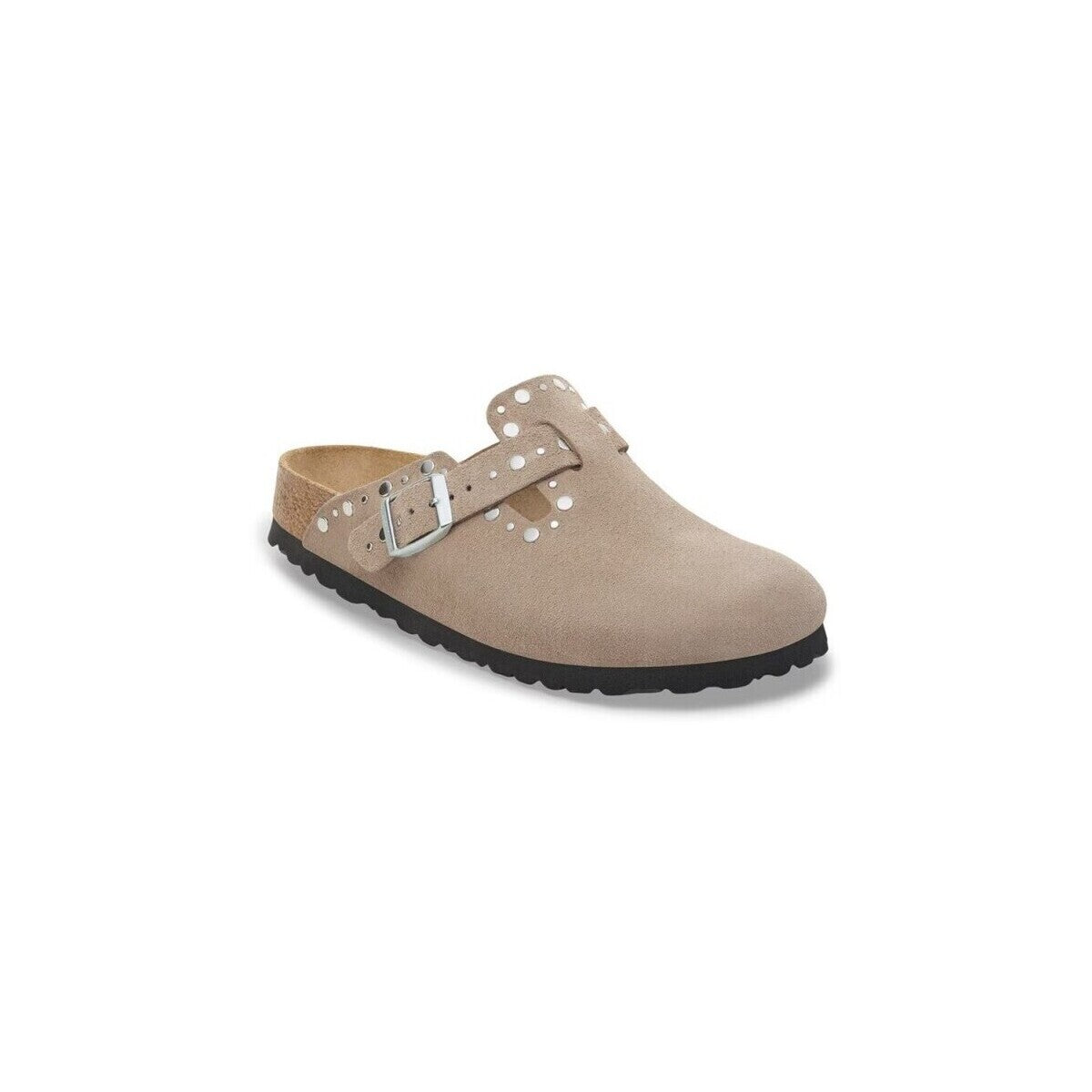 BIRKENSTOCK BOSTON RIVET BORDER SUEDE TAUPE