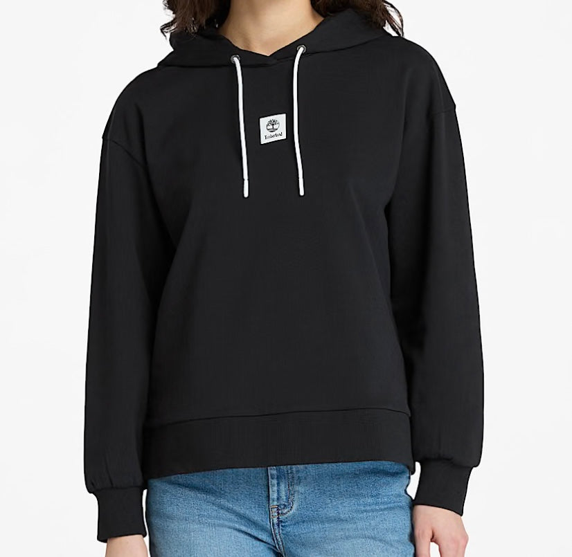 TIMBERLAND FELPA DONNA CON CAPPUCCIO STACK LOGO LOOP BACK HOODIE BLACK