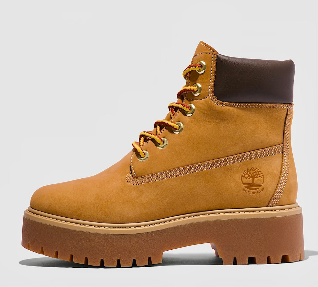 TIMBERLAND STONE STREET 6 INCH LACE UP  PLATFORM WATERPROOF BOOT WHEAT GIALLONE