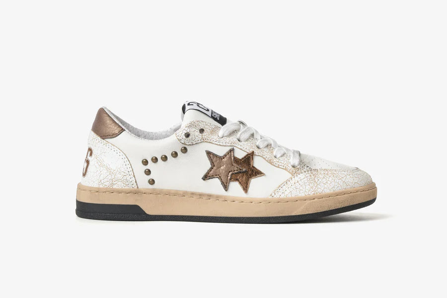 2STAR SNEAKER WEEK STAR IN PELLE EFFETTO USED WHITE BROWN