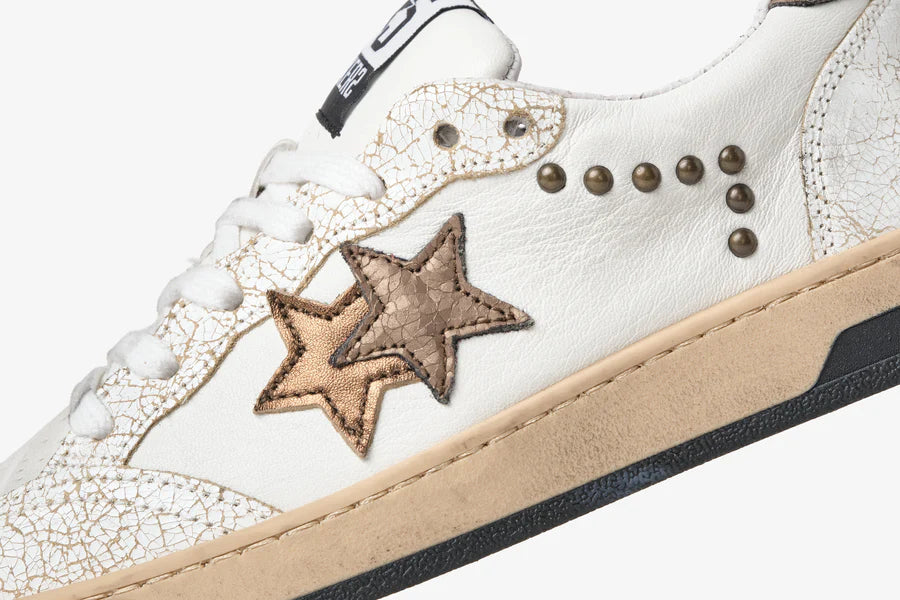 2STAR SNEAKER WEEK STAR IN PELLE EFFETTO USED WHITE BROWN