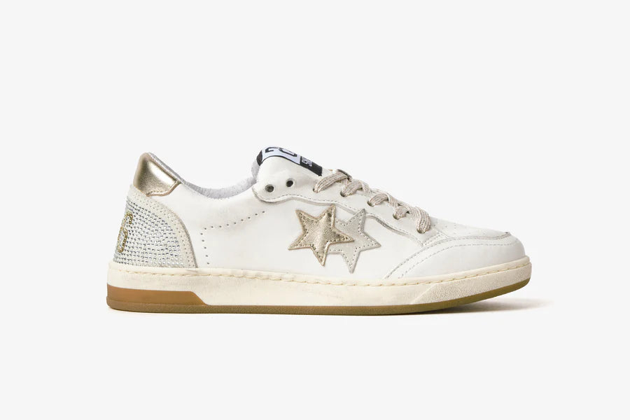 2STAR SNEAKER WEEK STAR IN PELLE EFFETTO USED WHITE GOLD